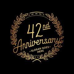 42 years anniversary celebrations design template. 42nd logo. Vector and illustrations. 