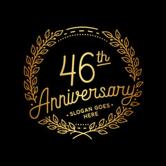 46 years anniversary celebrations design template. 46th logo. Vector and illustrations. 
