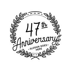 47 years anniversary celebrations design template. 47th logo. Vector and illustrations. 