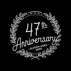 47 years anniversary celebrations design template. 47th logo. Vector and illustrations. 