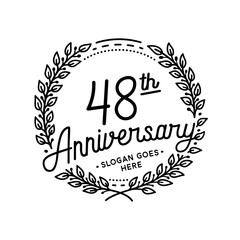 48 years anniversary celebrations design template. 48th logo. Vector and illustrations. 