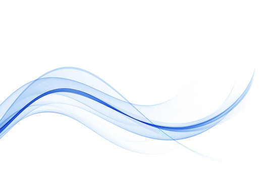 Abstract wave design element in blue color, transparent wave flow.