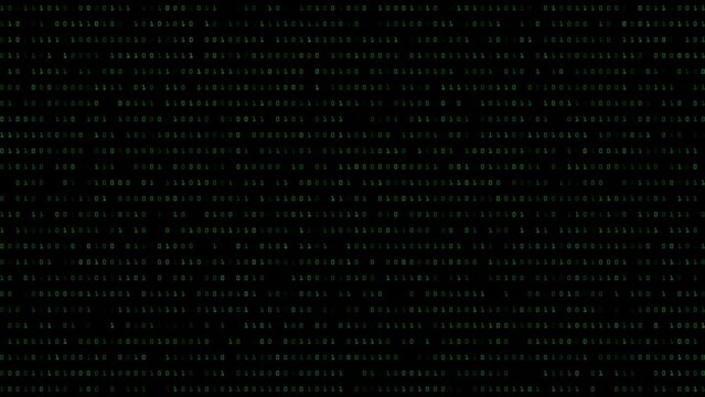 random computer binary code over black background