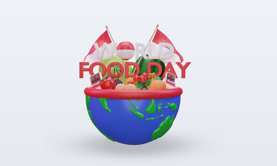 3d World Food Day Indonesia rendering front view
