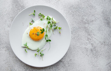 Fried eggs on a white plate
