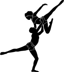 Dancer silhouette, contemporary dance couple outline, Classic ballet man and woman dancer sketch drawing silhouette vector
