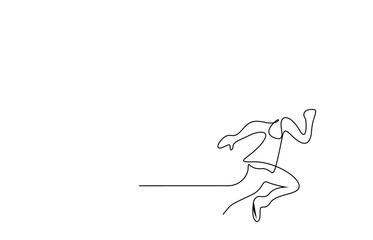 one young person running outside motion concept design simple drawing style
