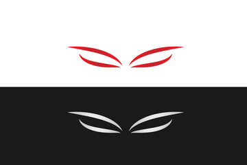 modern wavy lines eye icon , wavy hair, bird wing icon