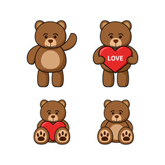 a set of teddy bear illustrations, eps file 10