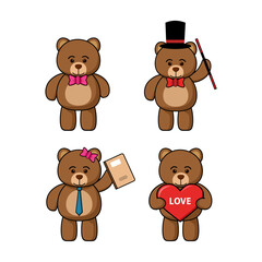a set of teddy bear illustrations, eps file 10