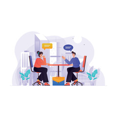 Business Person Doing Discussion Illustration Concept
