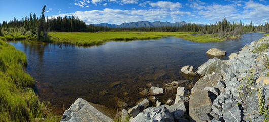 Landscape at Swede Johnson Creek at Alaska Highway in Yukon,Canada,North America
