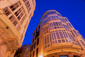 Fototapeta na wymiar Edificios Modernistas en la calle Peraires.Palma.Mallorca.Baleares.España.