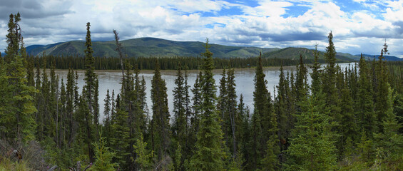 Panoramic view of Tanana River in Alaska, United States,North America
