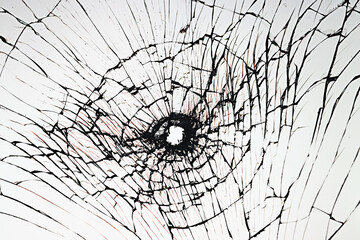 white background bullet hole on glass texture abstract window