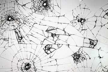 group of bullet holes on the glass abstract background window