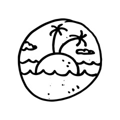 island view cute doodle hand drawn illustration design