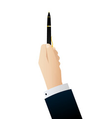 The hand of Businessman that holding a black luxury pen, Vector.