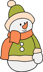 Cute Christmas Snowman,  Digital paint illustration