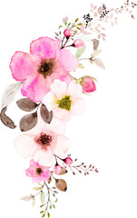 Watercolor Pink Flowers Bouquet