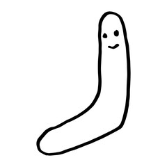 worm cute line art hand drawn illustration design for stickers