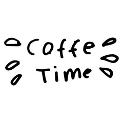 coffe time cute line art hand drawn illustration design for stickers