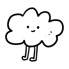 cloud cute line art hand drawn illustration design for stickers