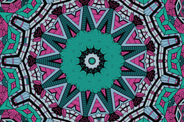 Round geometric mandala background with ethnic motif vector