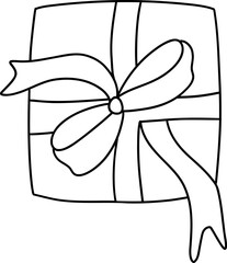Christmas Gift box, Christmas Decoration, Christmas ornament illustration, Outline design