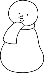 Cute Christmas Snowman,  Digital paint illustration, Outline design