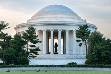 Silhouette of the Thomas Jefferson Statue inside the Jefferson Memorial in Washington, DC (United...