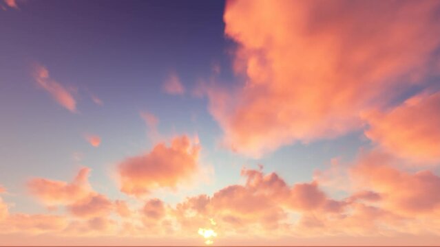 fiery sky and clouds, sunrise or sunset,, computer-generated, perfect for background, 2K