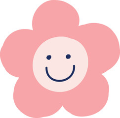 cute smling handraw pink flower png 