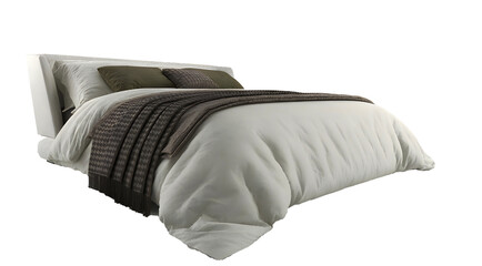 Modern light gray  bedding set, bed, perspective