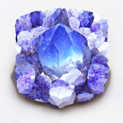 A 3d maded close up of amethyst gem in brooch shape - obrazy, fototapety, plakaty