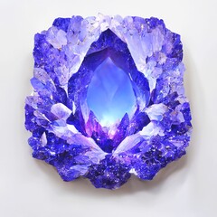 A 3d maded close up of amethyst gem in brooch shape