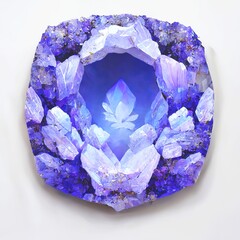 A 3d maded close up of amethyst gem in brooch shape - obrazy, fototapety, plakaty