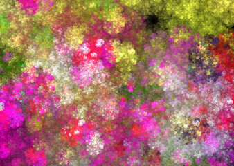 Fototapeta na wymiar Rainbow flower fractal on Black background