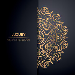 Luxury ornamental mandala design background in gold decoration