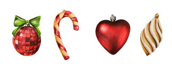 Watercolor christmas ball set