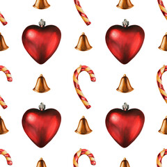 Seamless watercolor christmas ball pattern
