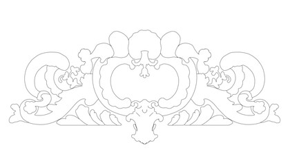 Outline of a decorative ornament from black lines isolated on a white background. Vector illustration.