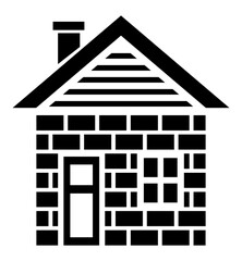 House icon illustration. Black and white, monochrome, simple house exterior illustration. Simple home icon design for your design projects.