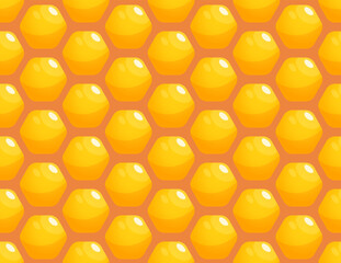 Fototapeta premium Seamless pattern with cartoon bright honeycombs. Ideal for packaging with honey products