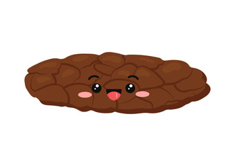 Cute poop excrement for bristol scale chart character suasage shape with cracks.