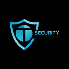 Security company logo . Abstract letter symbol of security. Shield logo. Shield circle with  T  letter logo