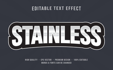 Stainless Text Effect, Editable Silver Text Effect Style, Steel Text Effect