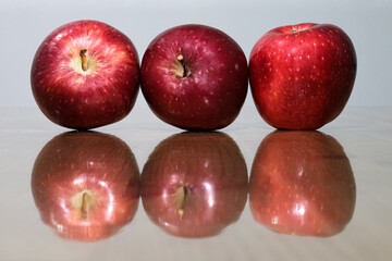 red apples on white background