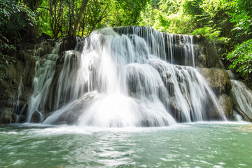 Fototapeta na wymiar waterfall in the forest,waterfall in thailand See a waterfall in a beautiful garden in Thailand,A beautiful waterfall in Thailand