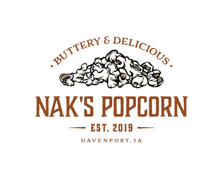 Delicious popcorn food for watching movie or cinema illustration hand drawn icon vintage logo vector